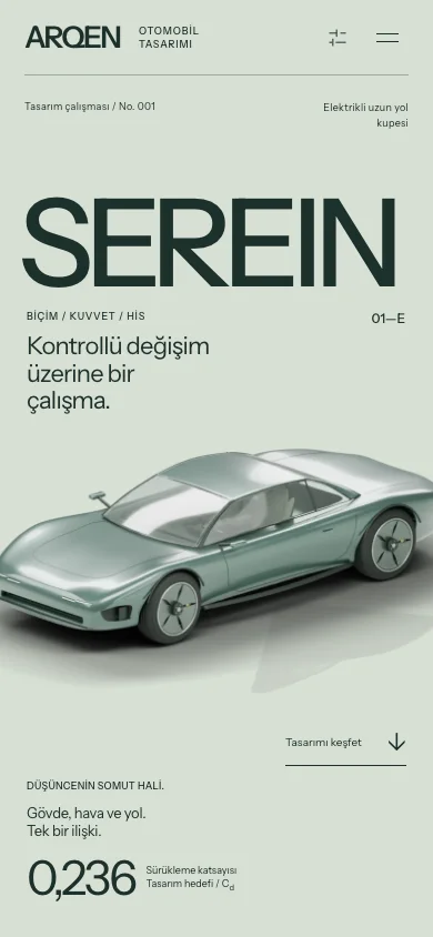 ARQEN SEREIN 01—E mobil hero görünümü
