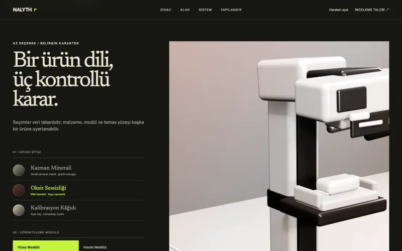 KELN 01 gövde bitişi, modül ve temas geometrisi configurator görünümü