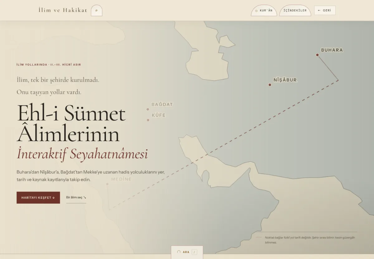 Seyahatnâme — âlimlerin ilim yolculuklarının editoryal haritası